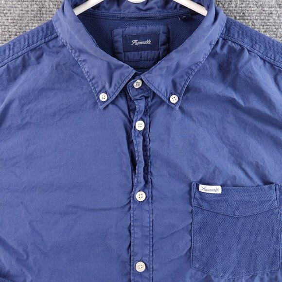 Faconnable Pique Knit Sleeves Back Pocket Mesh XL Button-Down Blue Pocket French - Picture 2 of 16